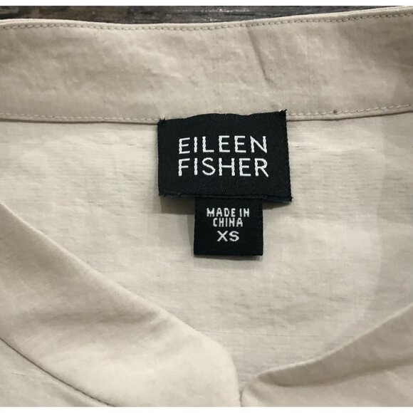 Eileen Fisher Button Down Silk Sleeveless Dress Size XS Beige - Picture 2 of 5